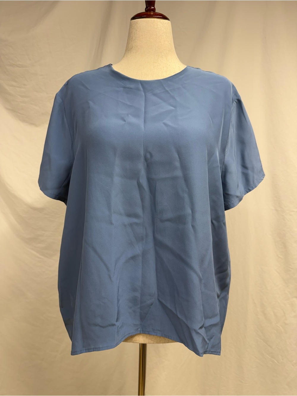 Lilysilk 100% silk light Blue Women's Short Sleeve Blouse tshirt